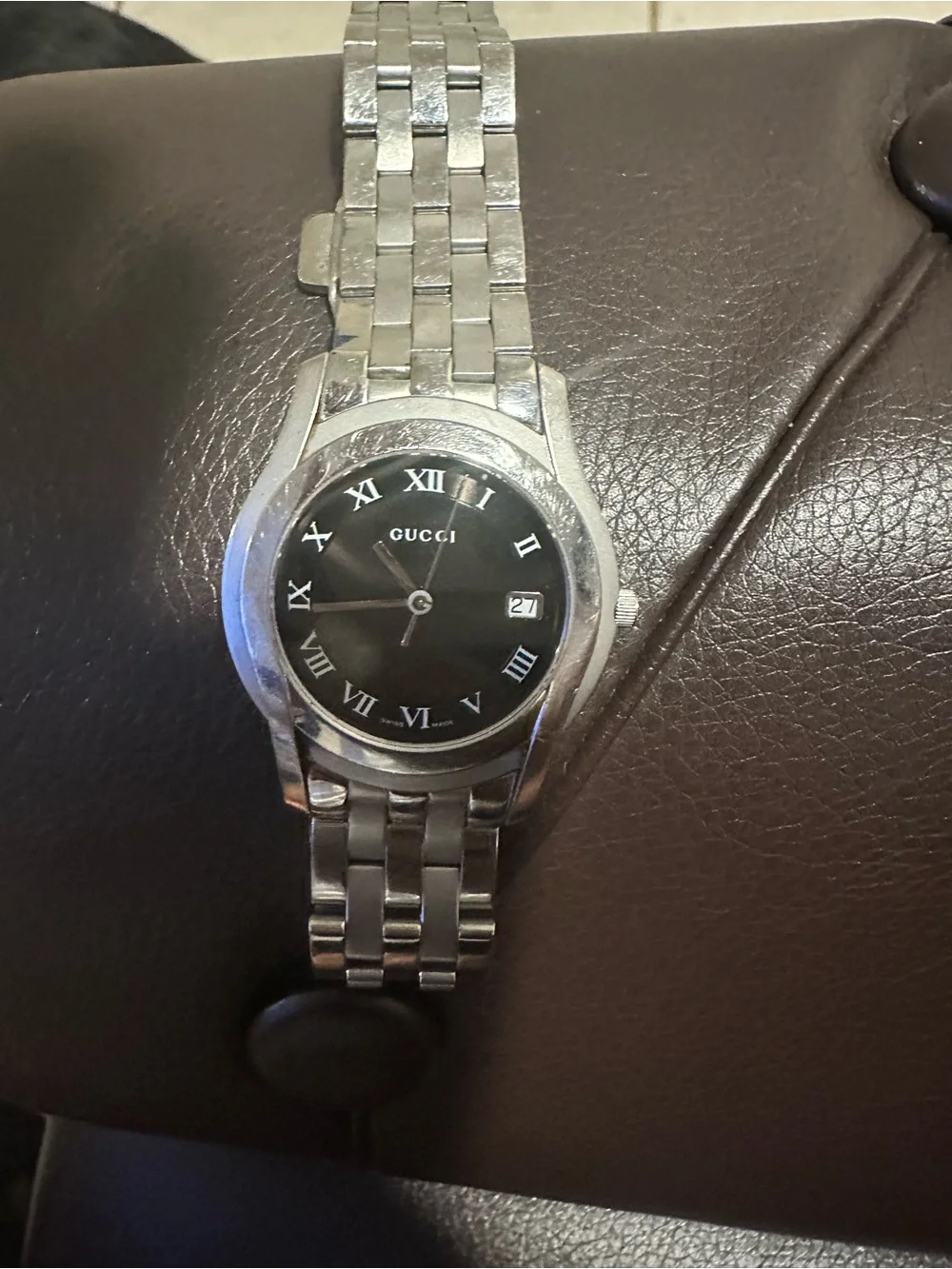 Gucci G-Timeless Black Dial Roman Numeral Swiss Made Stainless Steel Women Watch